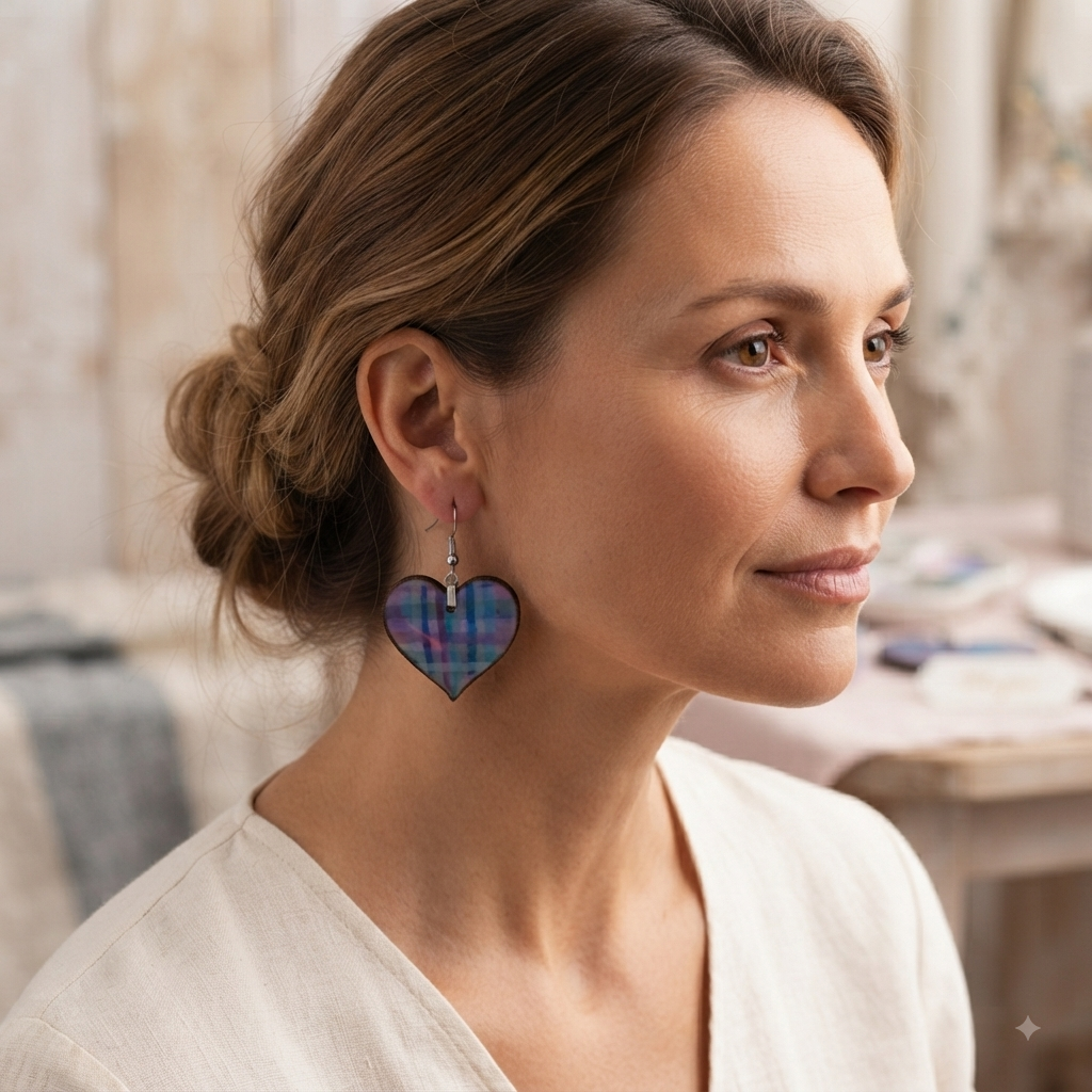 Aretes largos de madera pintada