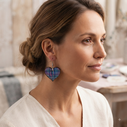 Aretes largos de madera pintada